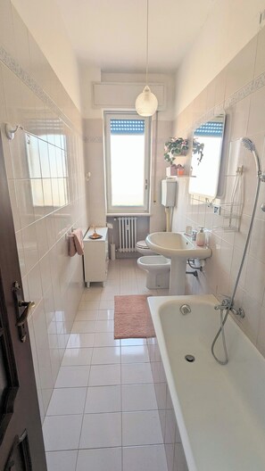 Secadora de cabello, toallas, jabón, papel de baño 