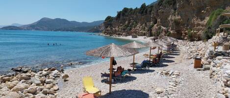 Beach nearby, sun-loungers, beach towels