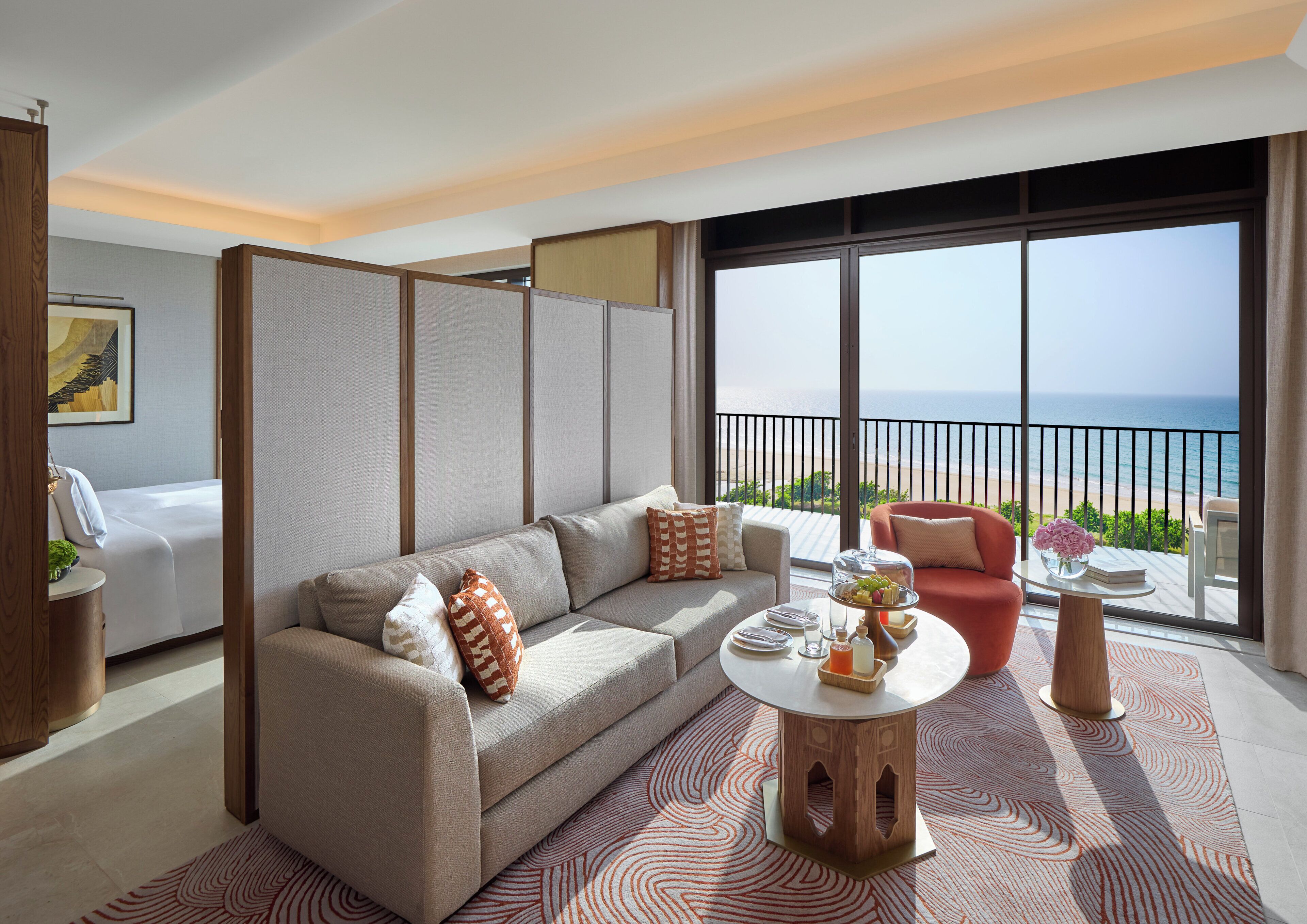 Suite panoràmica, vistes al mar | Llençols de cotó egipci, roba de llit d'alta qualitat i cobrellits 