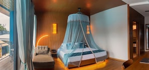 Quarto casal luxo, 1 cama Queen | 1 quarto, cofres nos quartos, ferros/tábuas de passar roupa