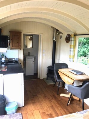 Fridge, microwave, oven, electric kettle