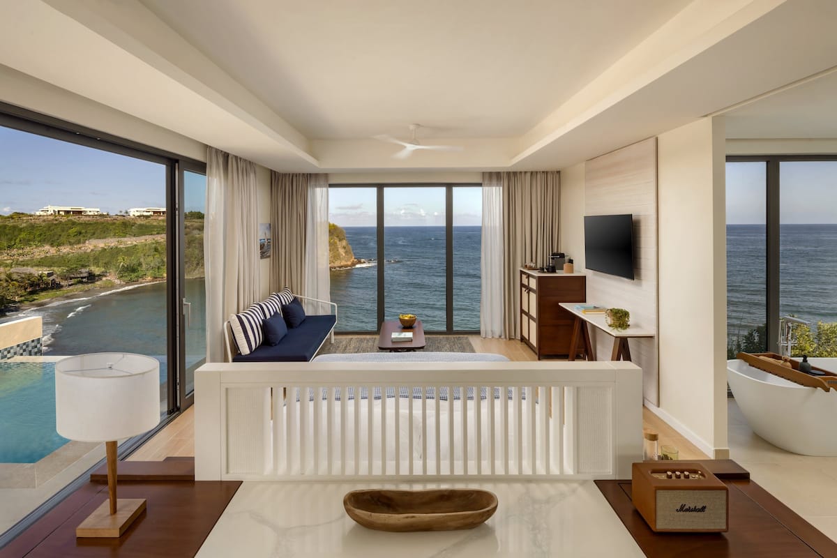 Panoramic Suite, Private Pool, Ocean View | 1 bedroom, Egyptian cotton sheets, premium bedding, down comforters