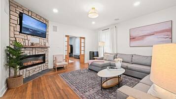 TV, fireplace, DVD player, stereo