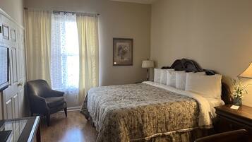 1 bedroom, laptop workspace, blackout drapes, iron/ironing board