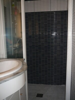 Shower, soap, toilet paper