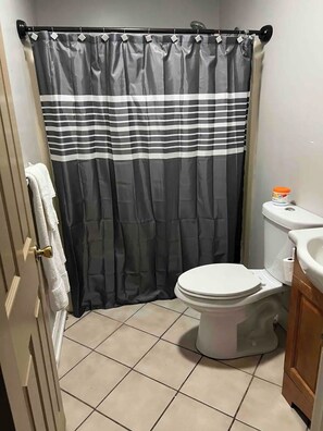 Towels, soap, shampoo, toilet paper