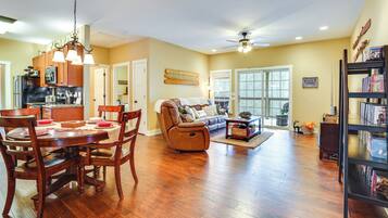 TV, DVD player, books, video library