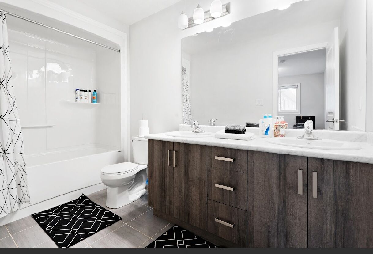 Hair dryer, bidet, towels, soap