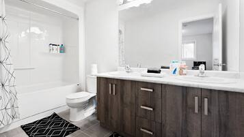 Hair dryer, bidet, towels, soap