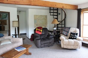 Smart TV, DVD player, books, stereo