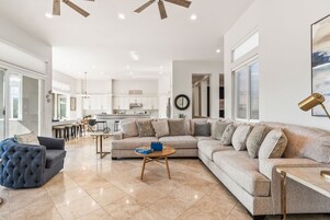 House | Living room | 65-inch Smart TV with satellite channels, fireplace, Netflix