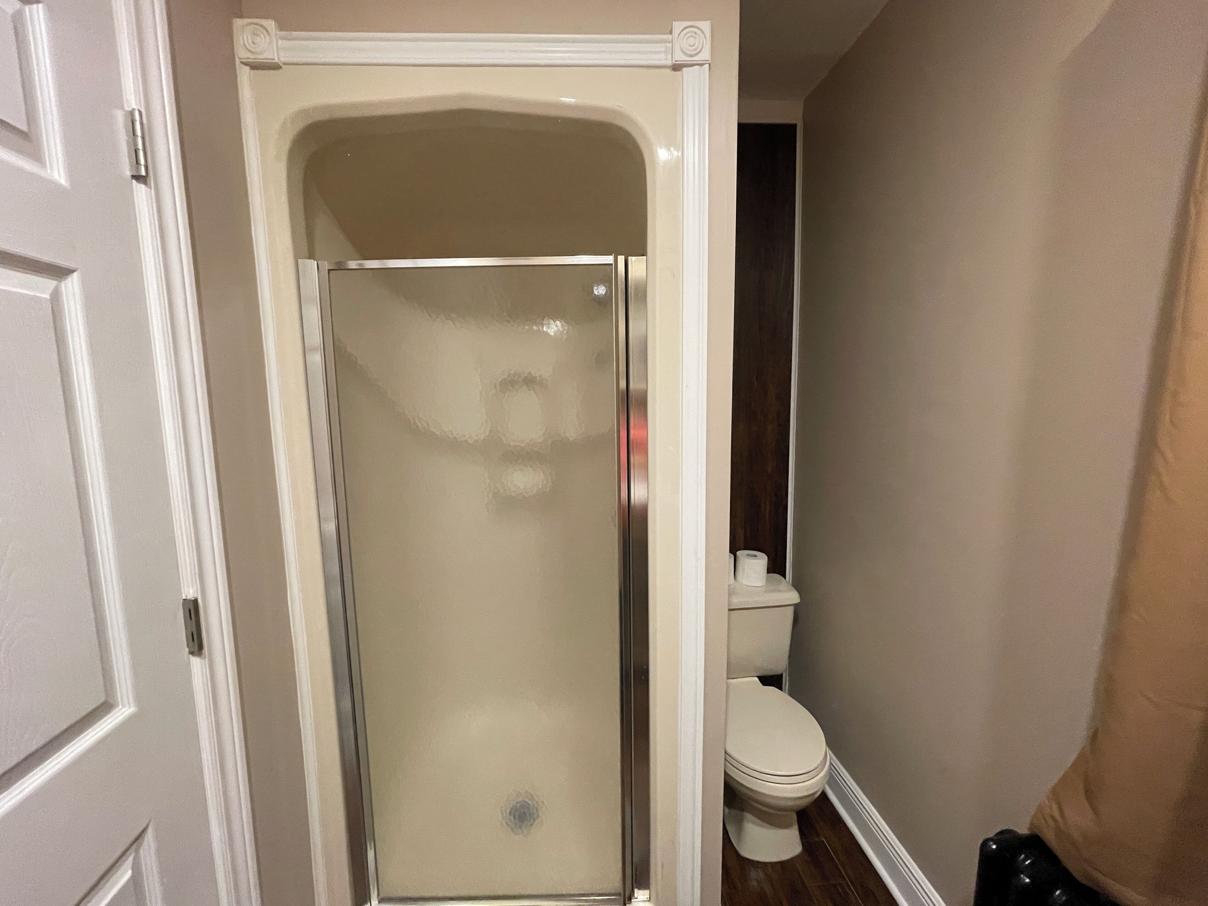 Hair dryer, towels, toilet paper