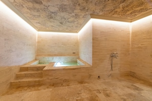 Turkish bath, aromatherapy, deep-tissue massages, facials, massages