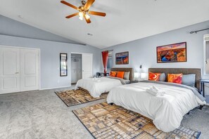 5 bedrooms, desk, iron/ironing board, travel cot