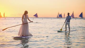 On the beach, white sand