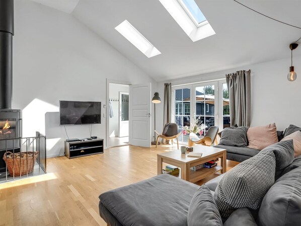 TV, fireplace, foosball