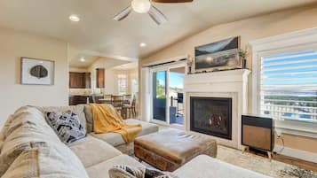 TV, fireplace, video games, offices