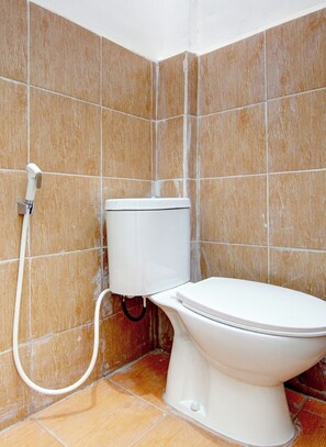 Regadera, toallas, papel de baño