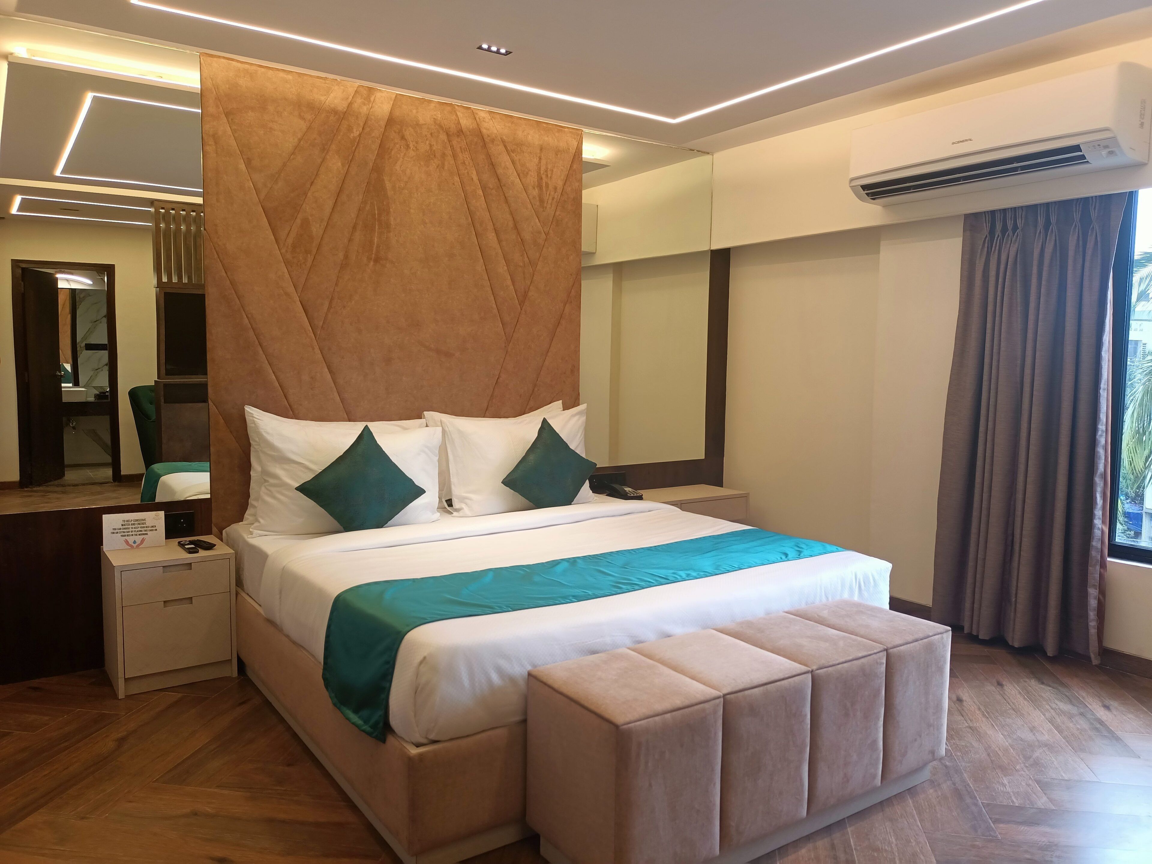 Egyptian cotton sheets, premium bedding, memory foam beds, minibar