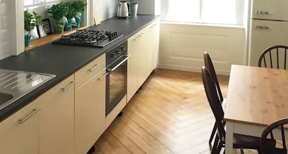 A renovated old-fashioned apartment full of light 5 min from the Charles Bridge.
