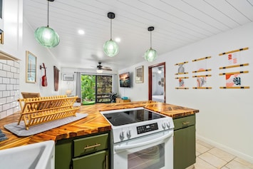 Kitchen flows into living area