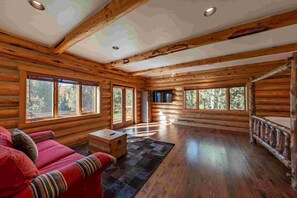 Téléviseur, foyer, livres, chaîne audio