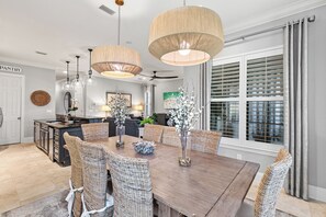 Dining - 3BR Beach Villa with 2- GOLF CARTS! Steps from Pool! Near Wharf. Beach Tram. (Miramar Beach)