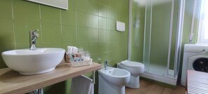 Regadera, secadora de cabello, bidet, toallas 