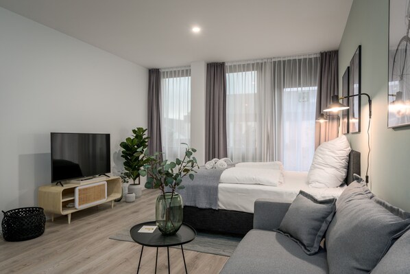 Studio Deluxe, patio | Coin séjour