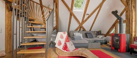 TV, fireplace, offices