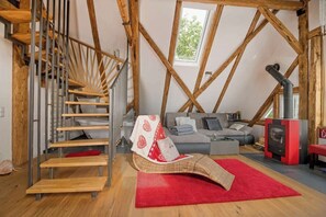 TV, fireplace, offices - Historic Maisonette with Sauna, Garden and Privacy (Schonach im Schwarzwald)