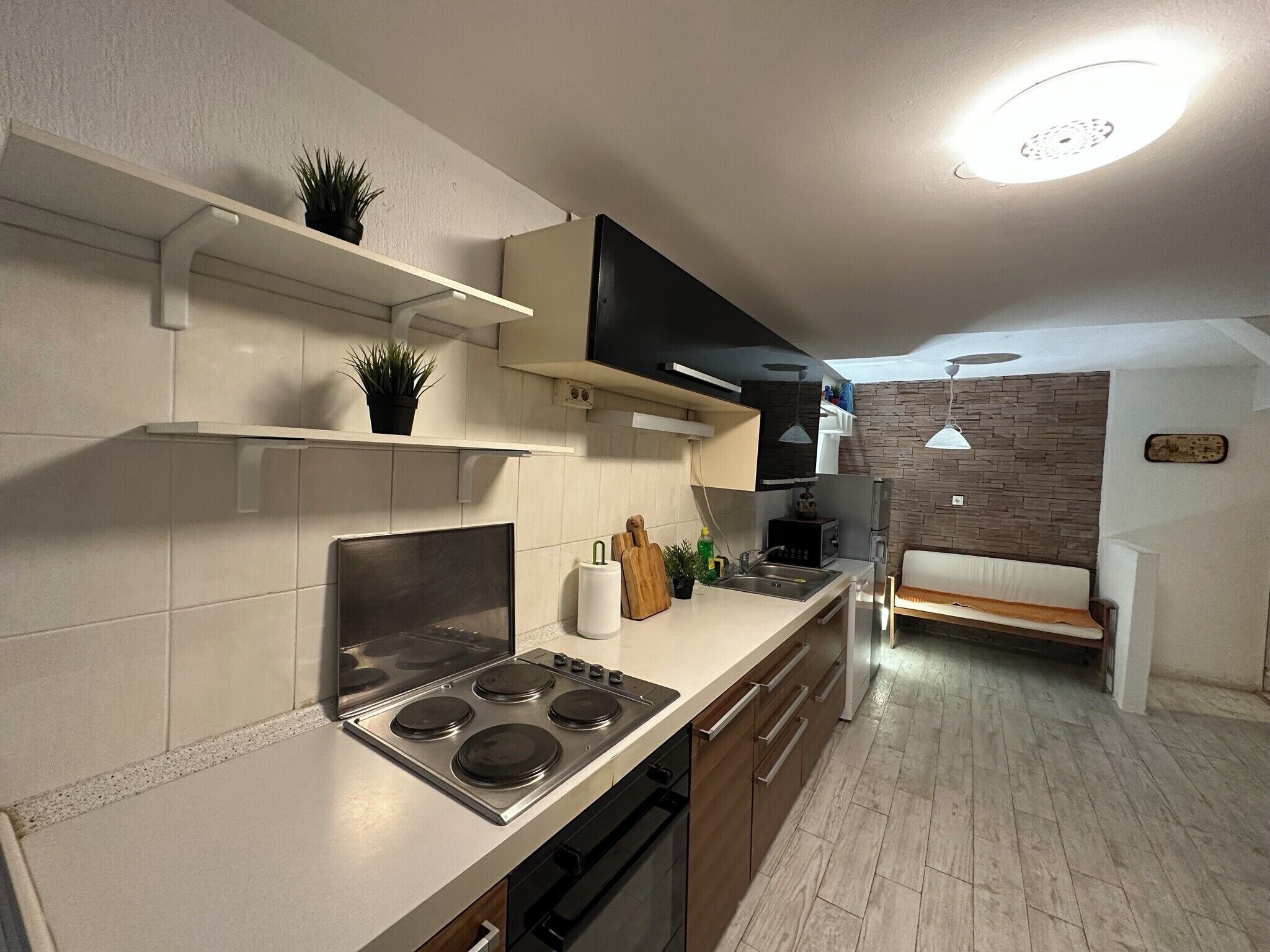 Apartment | Private kitchen | Fridge, microwave, oven, stovetop