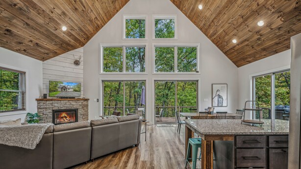 Cabin, Multiple Beds (Pattertwig - Enjoy going out on a lim) | Living area | Fireplace - Pattertwig - Enjoy Going out on a Limb! (Berkeley Springs)