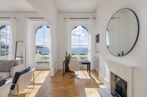 Presidential Apartment | Living area | 55-inch LED TV with cable channels, heated floors