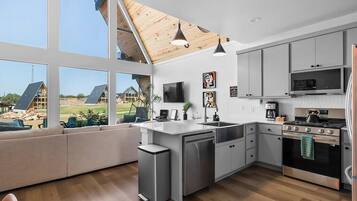 Réfrigérateur, micro-ondes, four, plaque de cuisson