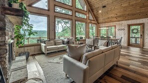 TV, fireplace - Peachy Keen - Mountain Views | Outdoor Living Area | Hot Tub (Cherry Log)