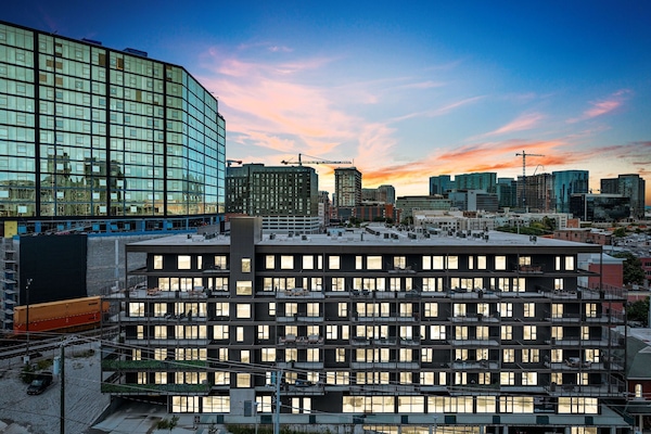 Incredible aerial view of the Hyve Building, just .7 miles to Broadway!