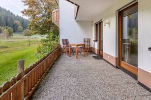 Outdoor dining - Holiday Apartment "Ruheoase" with Private Terrace and Wi-Fi (Schluchsee-Blasiwald)