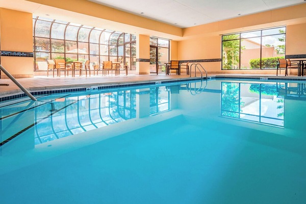 Dive into the sparkling indoor pool for year-round relaxation.