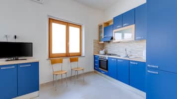 Fridge, oven, stovetop, electric kettle