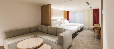 Free minibar, in-room safe, individually decorated, desk