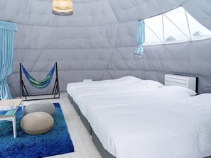 Dome Tent (4 Single-Beds), Non Smoking | 1 bedroom, free WiFi, bed sheets - Takatakiko Glamping Resort (Ichihara)