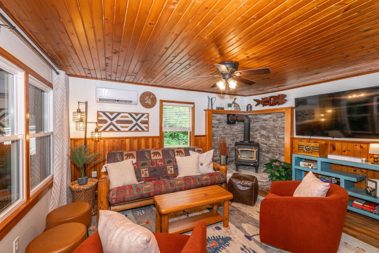 Smart TV, fireplace, video games, stereo