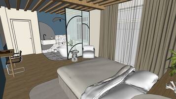 Romantic Double Room | Individually decorated, individually furnished, desk, laptop workspace