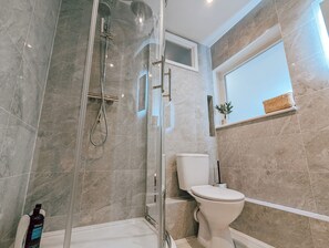 Hair dryer, towels, toilet paper