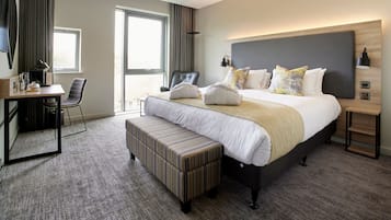 In-room safe, desk, laptop workspace, soundproofing