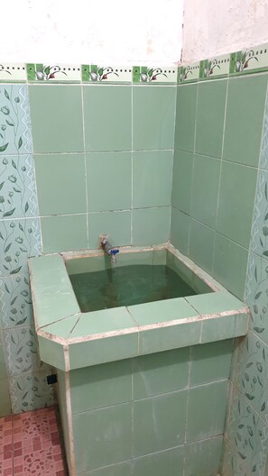 Eenpersoonskamer | Badkamer | Een douche, handdoeken