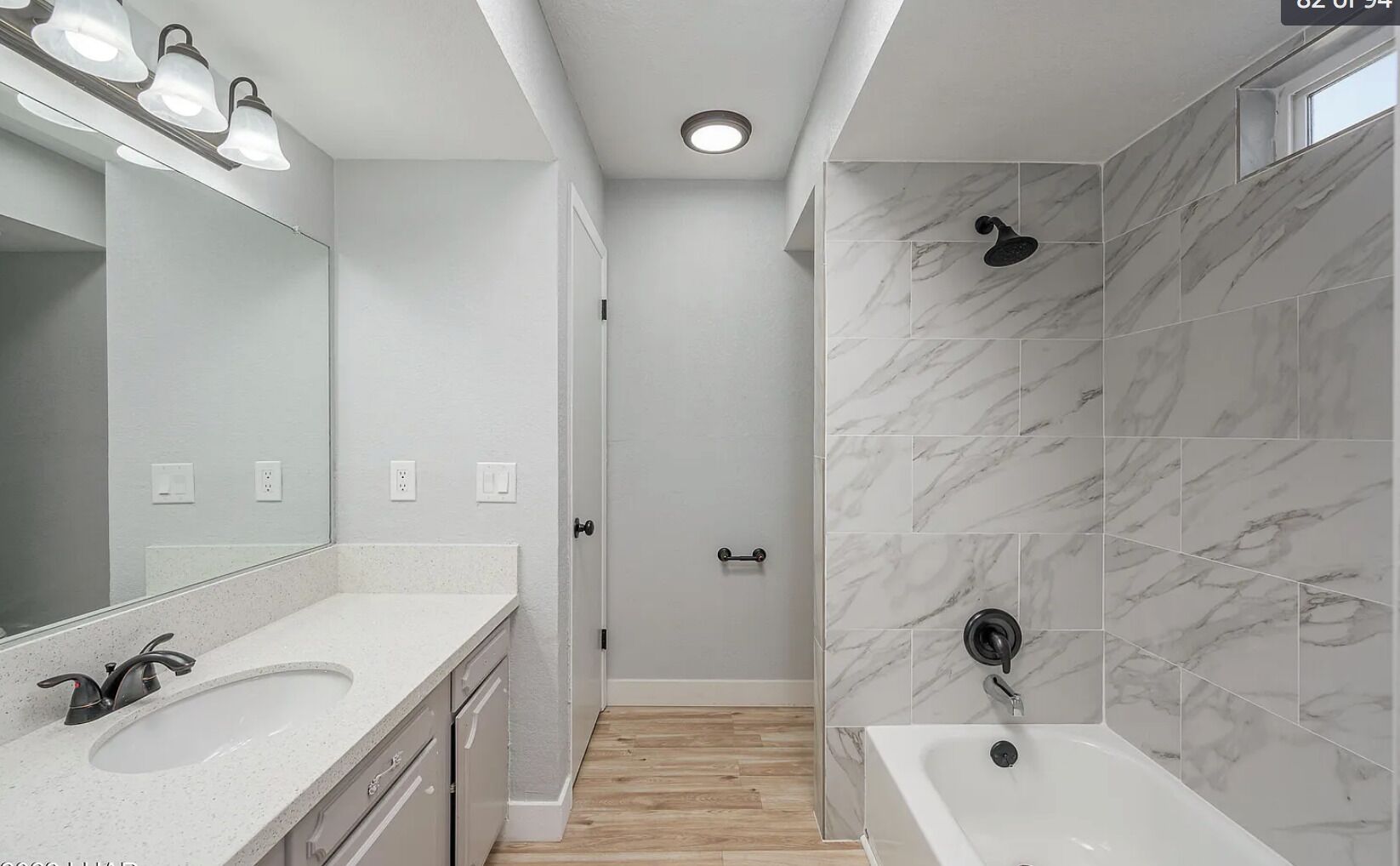 Shower, hair dryer, towels, shampoo