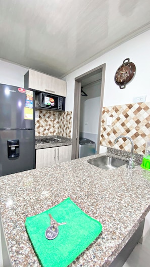 Kühlschrank, Mikrowelle, Herdplatte