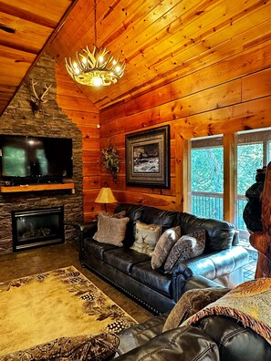 TV, fireplace, books, stereo - Riverfront Cabin! Peaceful family fun only minutes from Dollywood & Attractions (Sevierville)